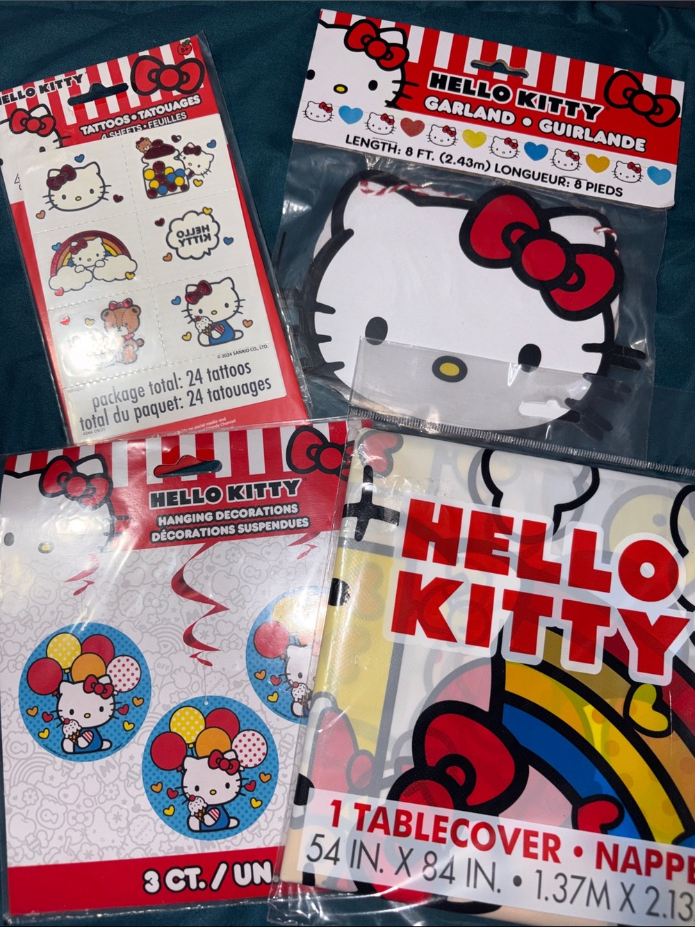 Hello Kitty Red & White Party Decorations Bundle - 4 Packs